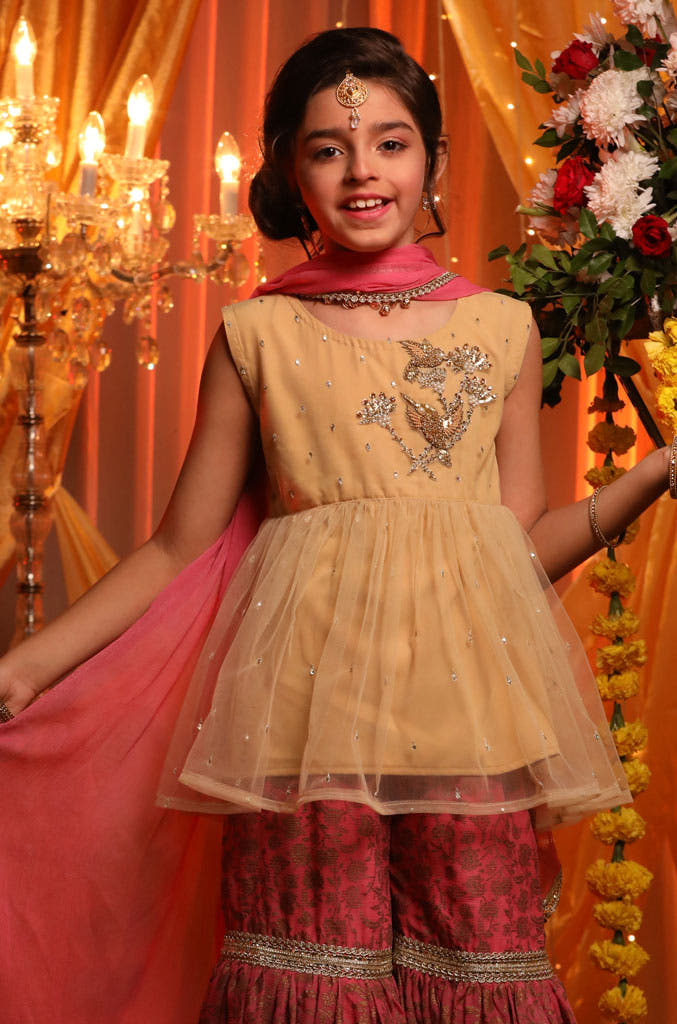 SANA'S red embroidered net gharara suit Pakistan occasion wear