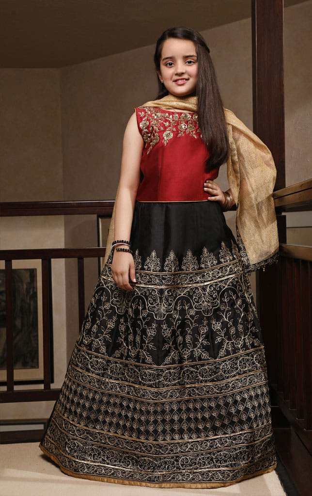 SANA'S red embroidered lehenga Pakistan occasion wear