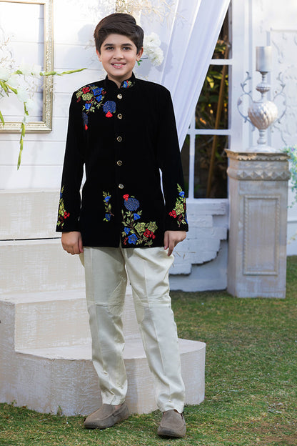 Embroidered Velvet Prince Coat Suit | WC1718 | B508 - SANA'S