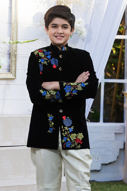 Embroidered Velvet Prince Coat Suit | WC1718 | B508 - SANA'S
