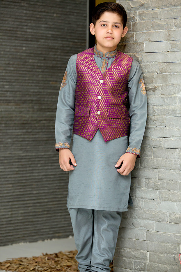 Embroidered Waist Coat Suit | BFC16 | 519 - SANA'S