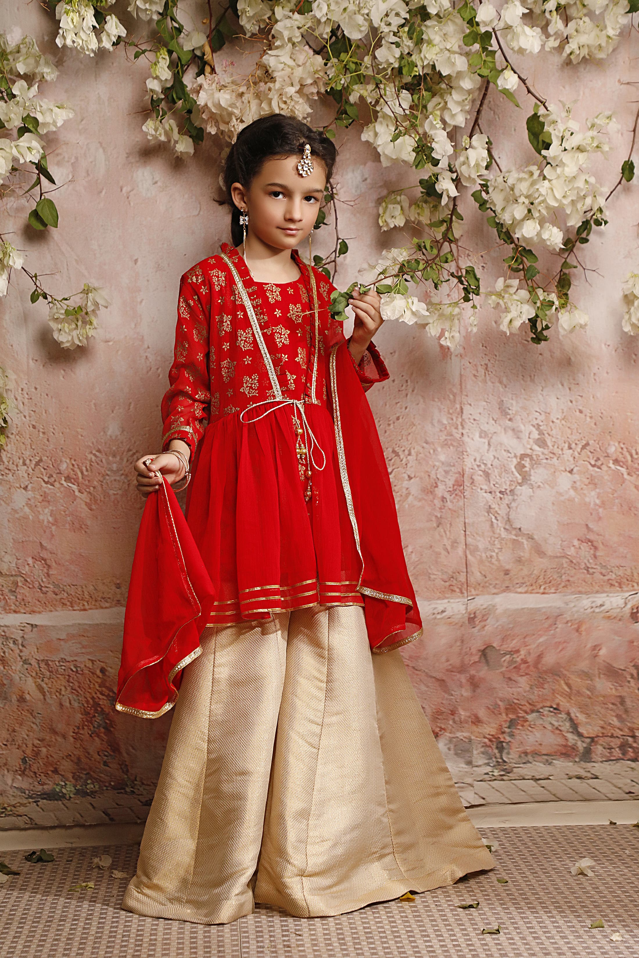 SANA'S red embroidered plazo suit Pakistan occasion wear