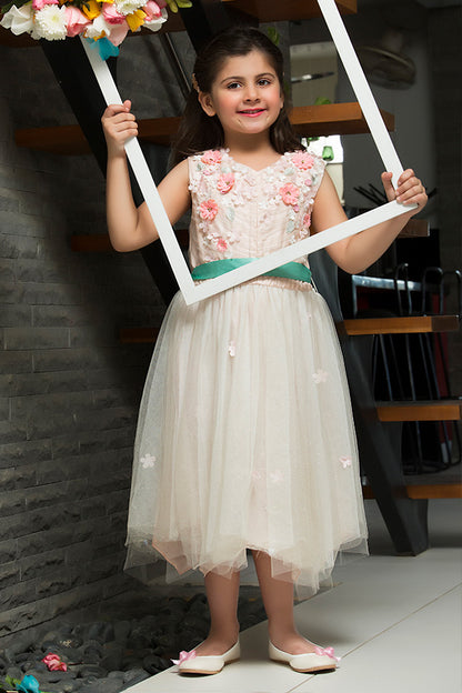 Floral Applique Net Frock | GFC16 | F911 - SANA'S