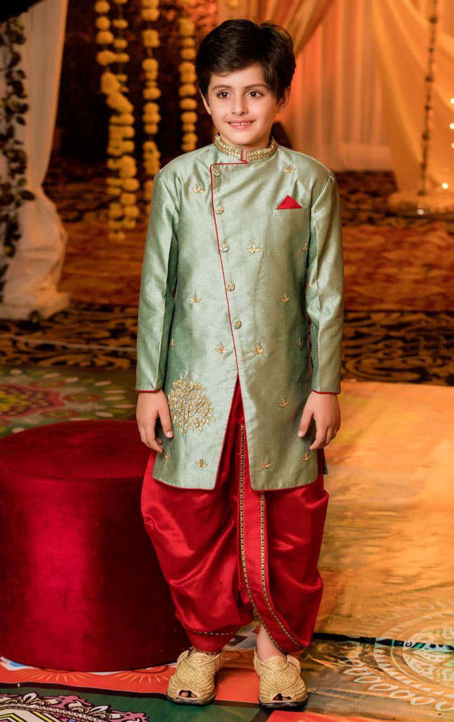 SANA'S red embroidered raw silk suit Pakistan occasion wear