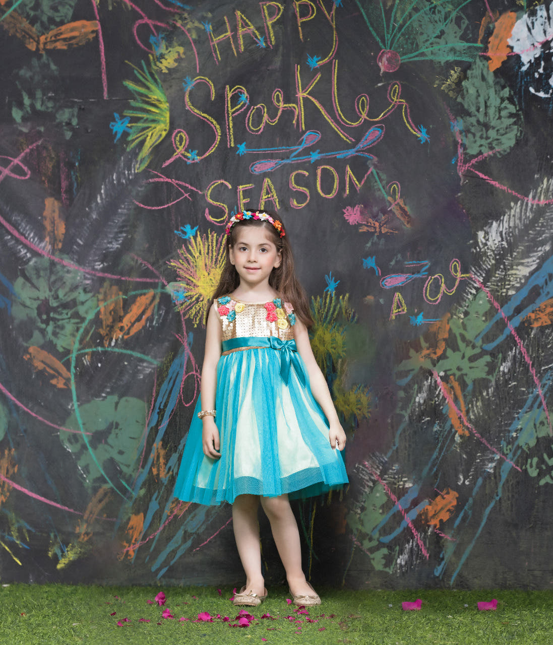 Net Sequins Flower Frock | SS18 | F936 - SANA'S