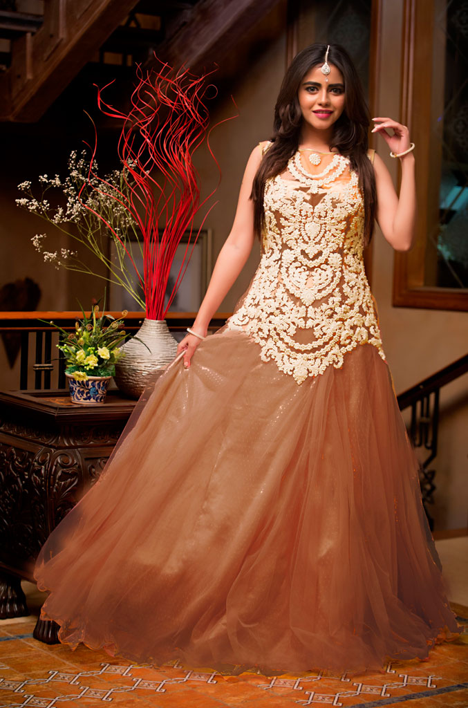 Embroidered Net Maxi | FC16 | 120641 - SANA'S