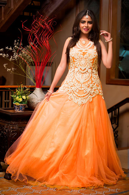 Embroidered Net Maxi | FC16 | 120641 - SANA'S