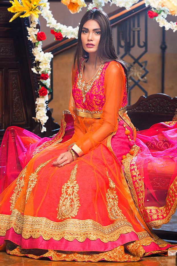 Embroidered Net Sharara | FC16 | S1955 - SANA'S