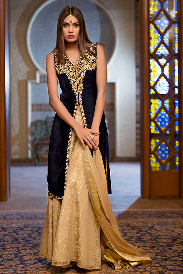 Embroidered Velvet Sharara | FC16 | 12269 - SANA'S