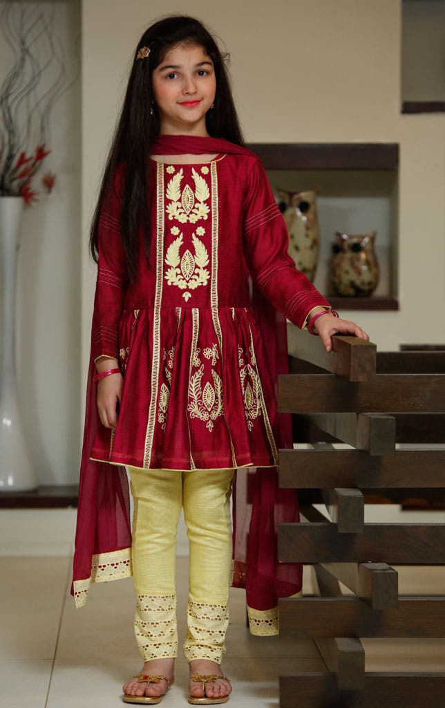 SANA'S red embroidered suit Pakistan occasion wear