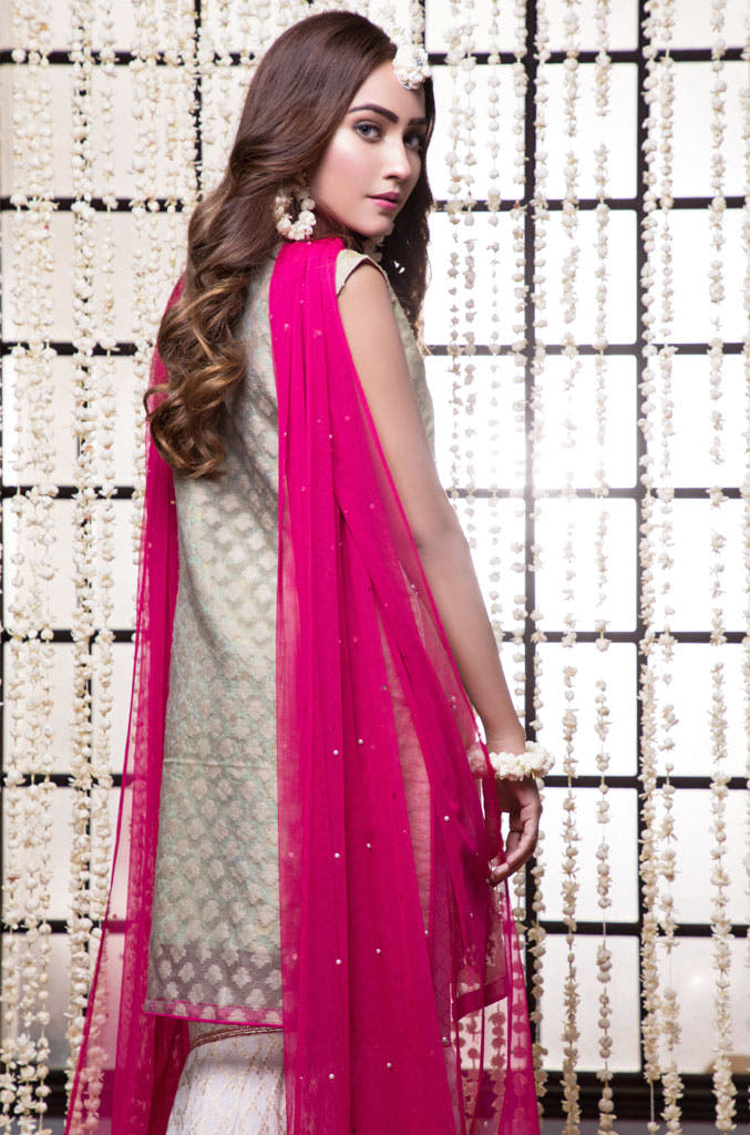 SANA'S red embroidered organza gharara suit Pakistan occasion wear