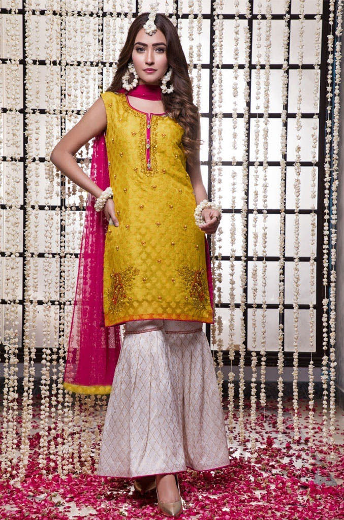 SANA'S red embroidered organza gharara suit Pakistan occasion wear