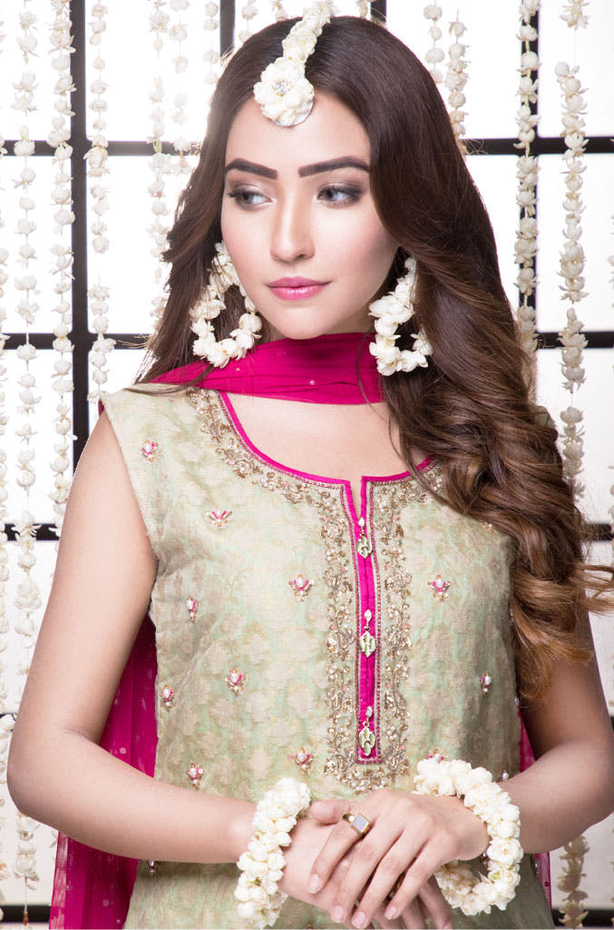 SANA'S red embroidered organza gharara suit Pakistan occasion wear