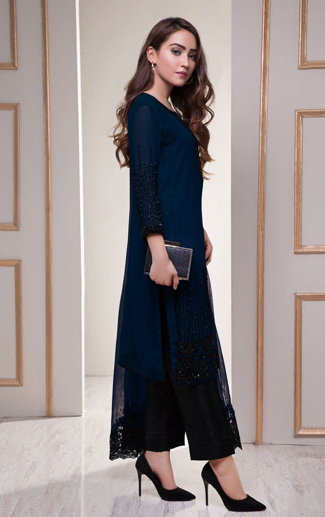 SANA'S red embroidered chiffon suit Pakistan occasion wear