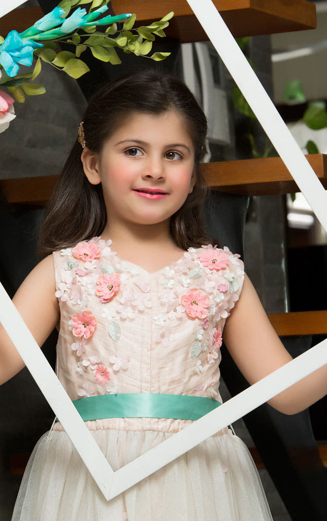 Floral Applique Net Frock | GFC16 | F911 - SANA'S