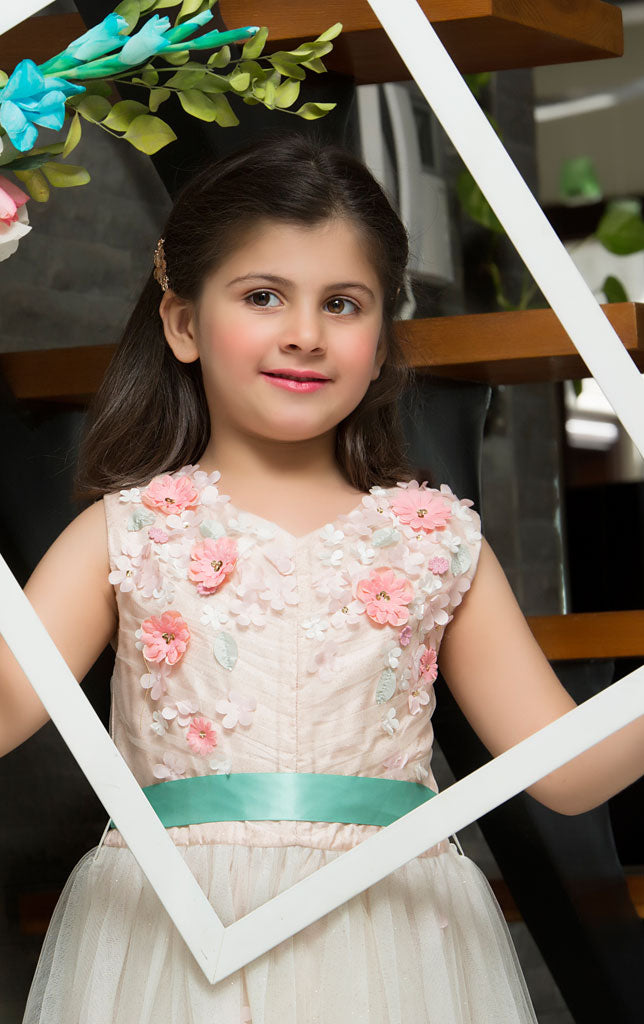 Floral Applique Net Frock | GFC16 | F911 - SANA'S