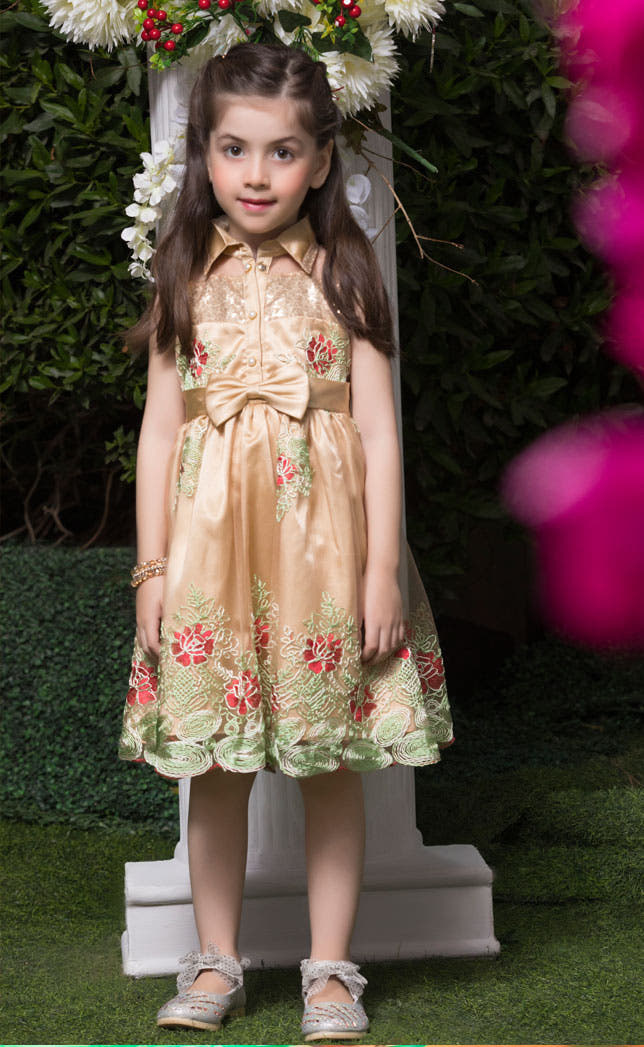 SANA'S red embroidered cotton frock Pakistan occasion wear