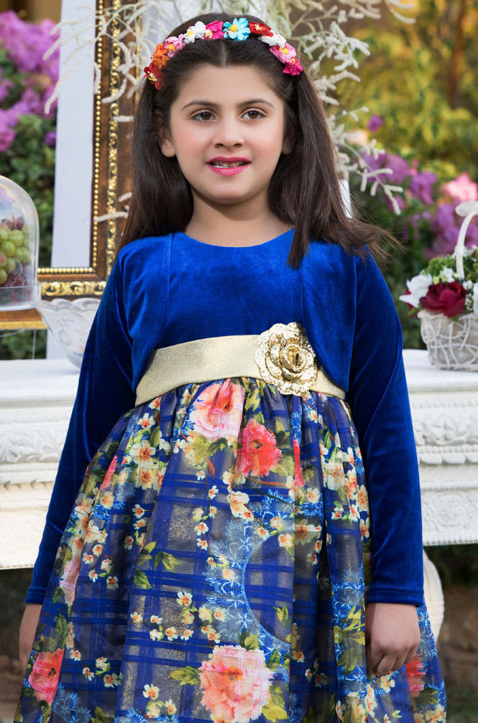 SANA'S printed velvet frock Pakistan occasion wear