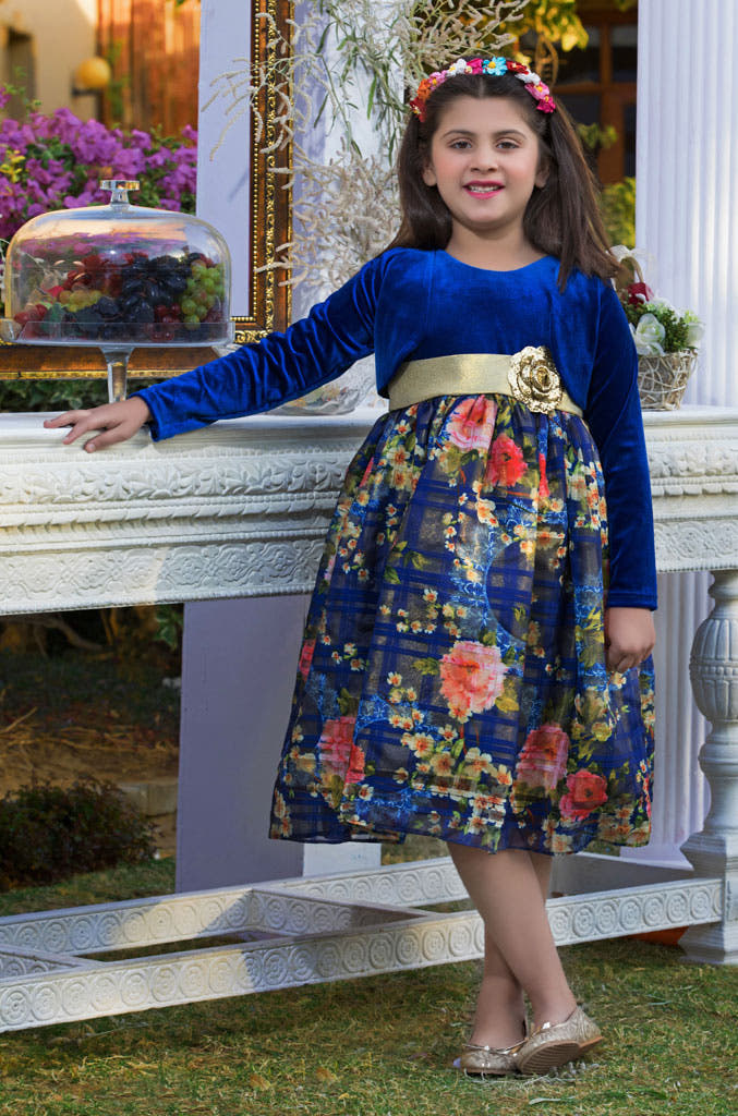 SANA'S printed velvet frock Pakistan occasion wear