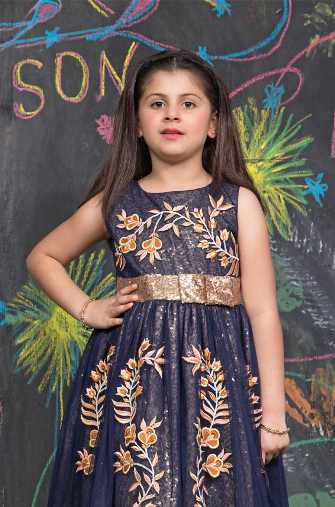 Embroidered Sequins Net Frock | SS18 | F955 - SANA'S