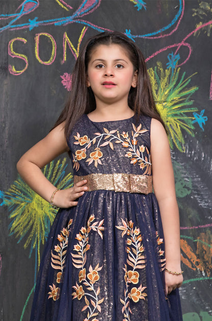 Embroidered Sequins Net Frock | SS18 | F955 - SANA'S