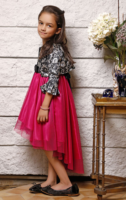 Shrug Style Brocade Net Frock | WC1920 | F975
