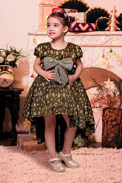 Shimmer Star Metallic Crinkle Frock | Winter Festive | F2197