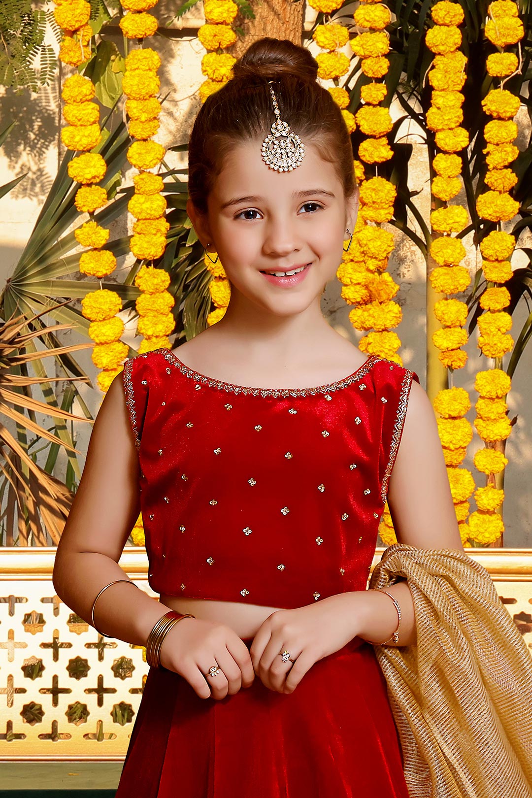 SANA'S red embroidered velvet lehenga Pakistan occasion wear