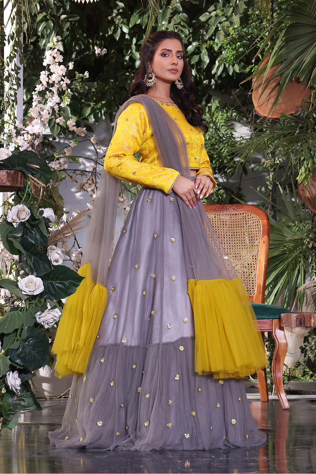 SANA'S red embroidered net lehenga Pakistan occasion wear