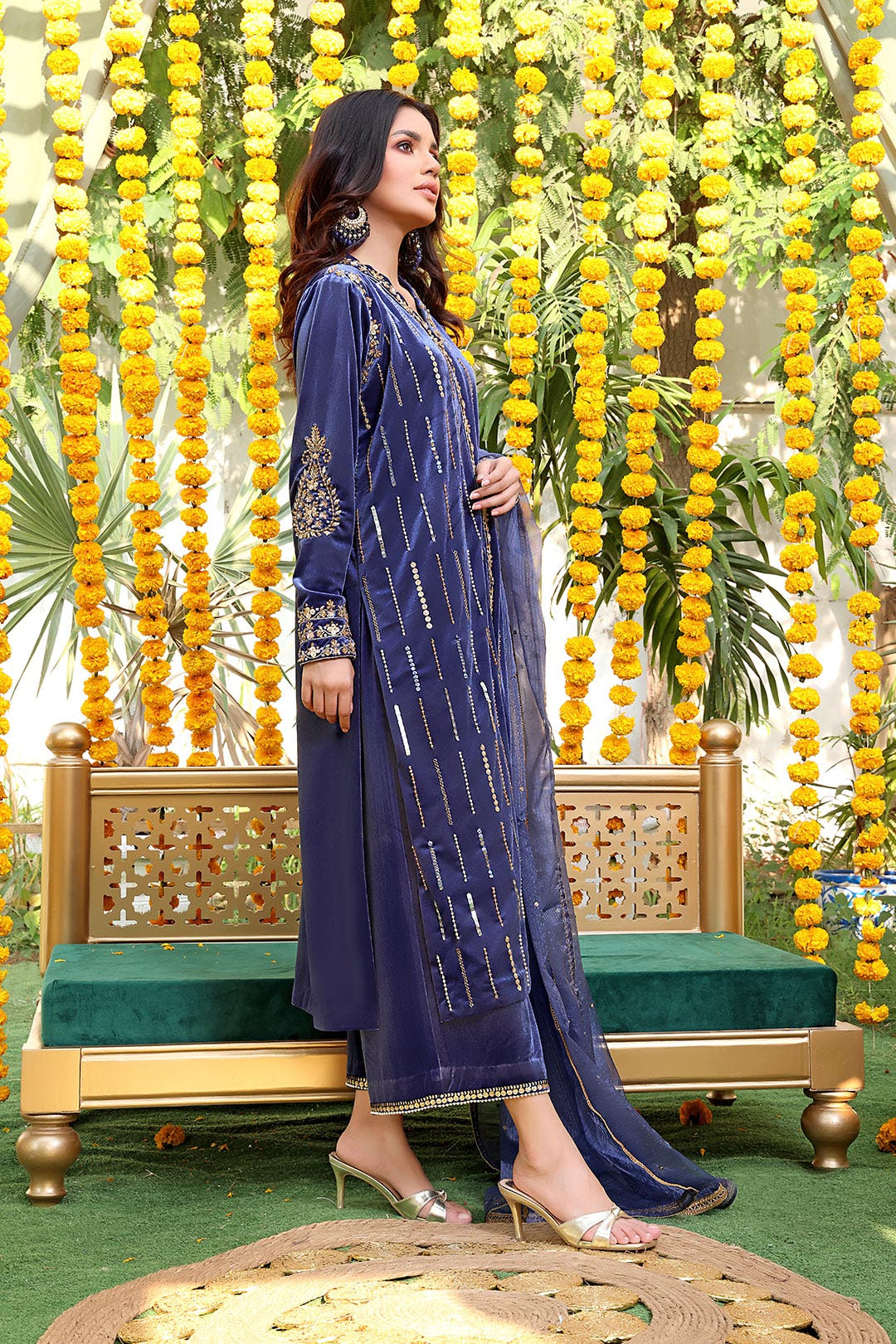SANA'S red embroidered velvet suit Pakistan occasion wear