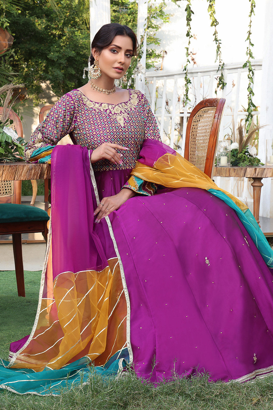 Handwork Zari Embroidered Long Maxi | ZEENAT | M202216