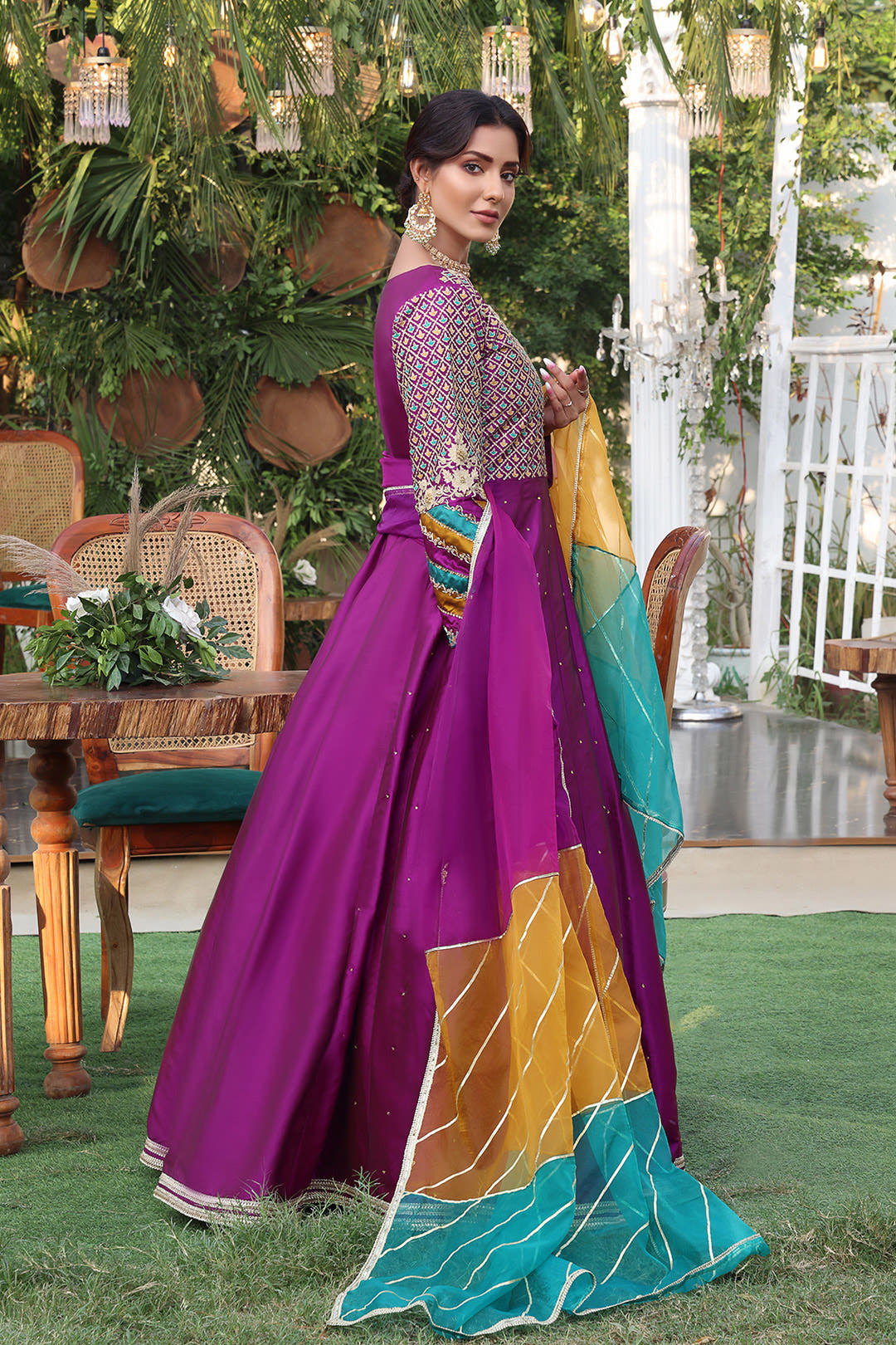 SANA'S red embroidered maxi dress Pakistan occasion wear