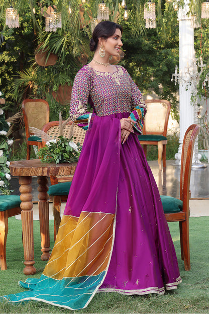 Handwork Zari Embroidered Long Maxi | ZEENAT | M202216