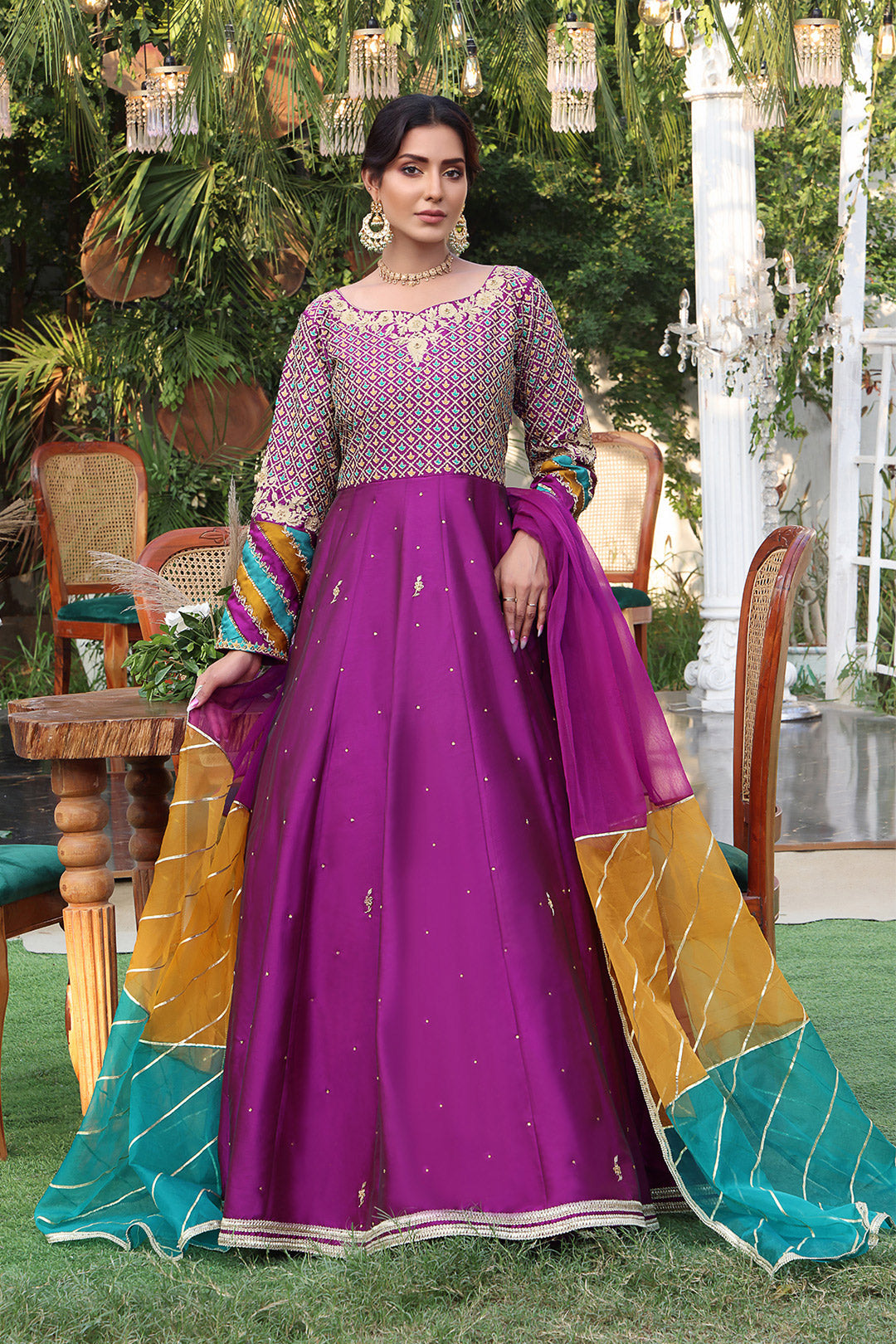 Handwork Zari Embroidered Long Maxi | ZEENAT | M202216
