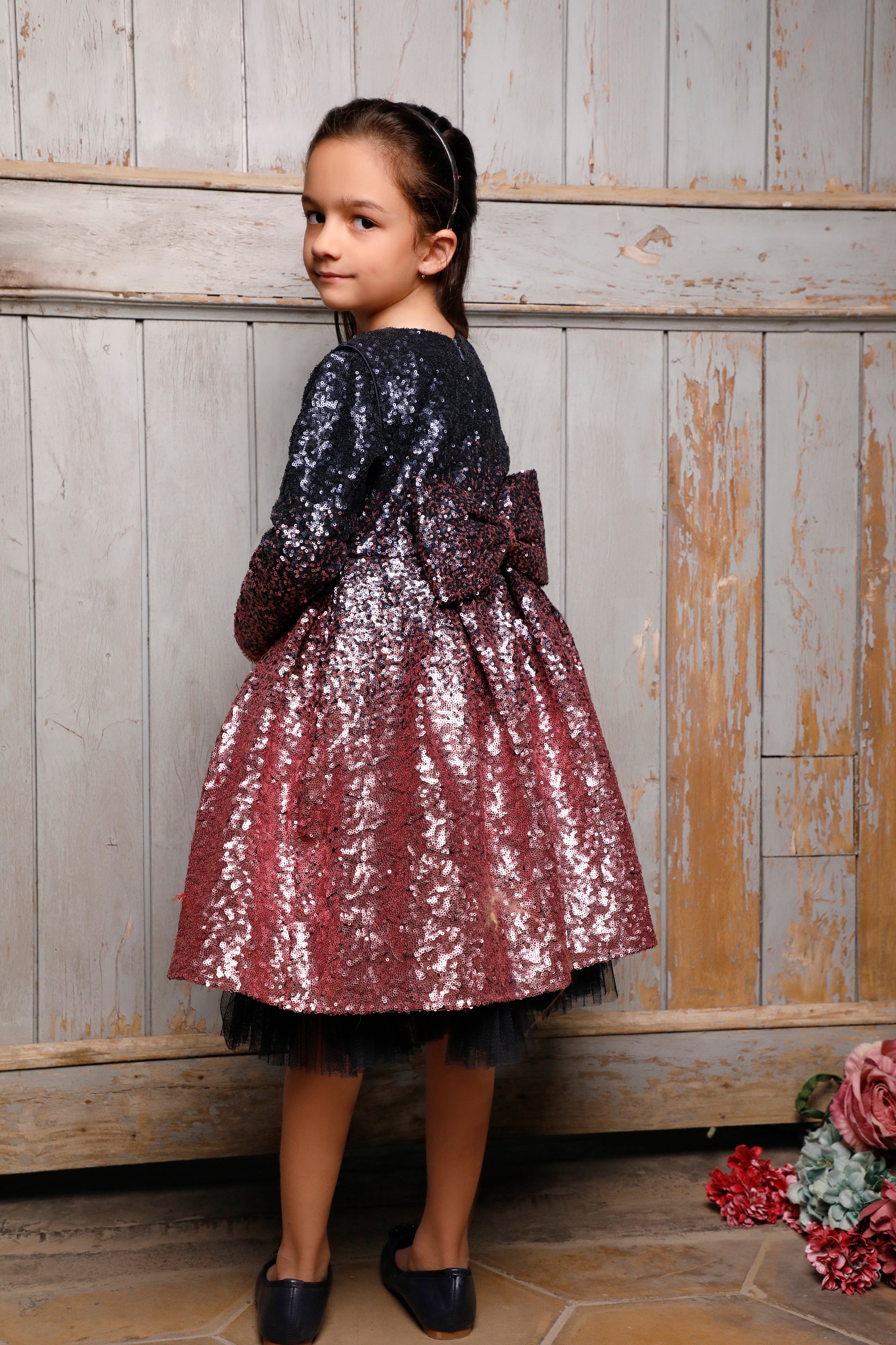 Two Tone Sequins Net Frock | WC1920 | F2068