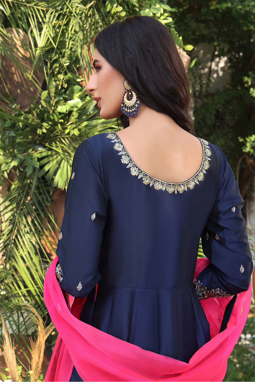 Lorex Embroidered Lychee Silk Long Maxi | SHENDI | M202217
