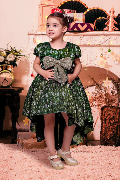 Shimmer Star Metallic Crinkle Frock | Winter Festive | F2197