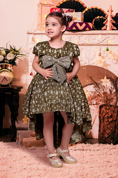 Shimmer Star Metallic Crinkle Frock | Winter Festive | F2197