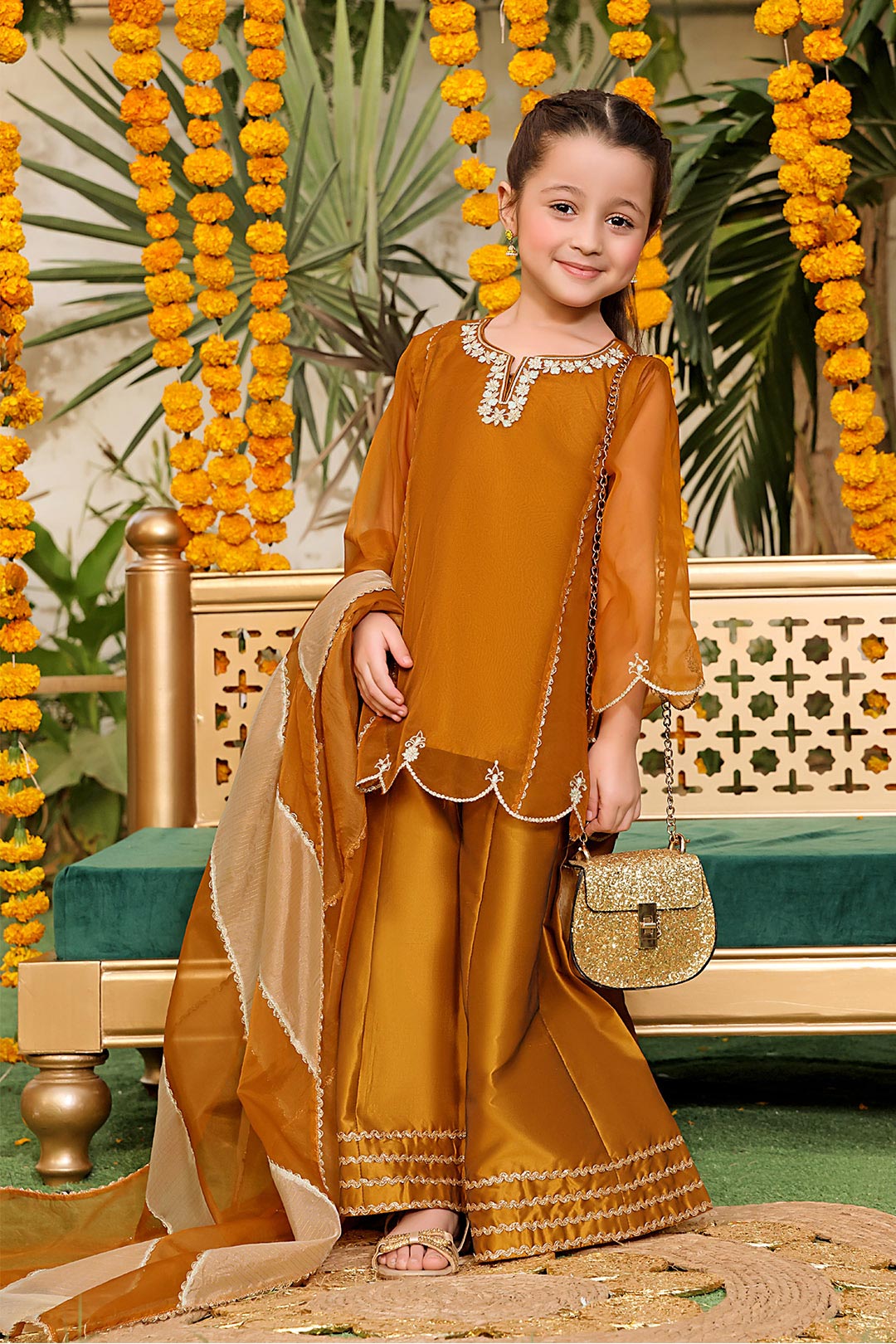 SANA'S red embroidered organza plazo suit Pakistan occasion wear