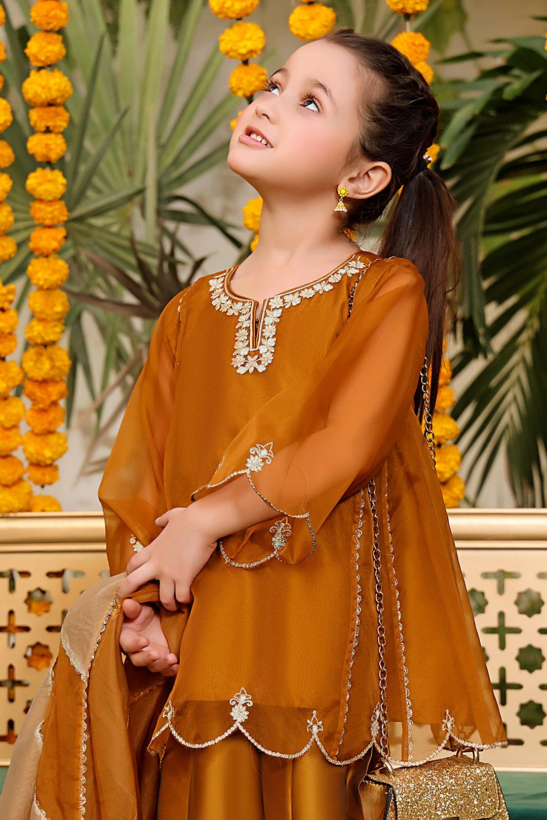 SANA'S red embroidered organza plazo suit Pakistan occasion wear