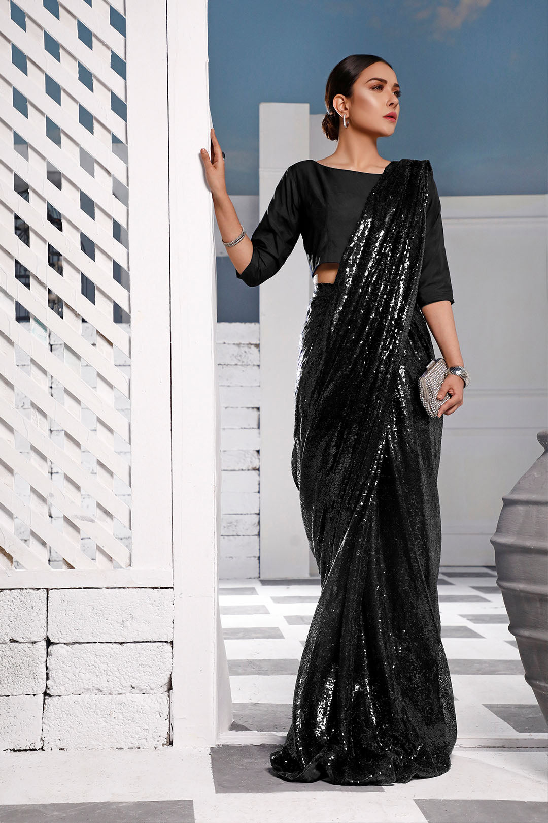 Self Sequins Classic Saree | SHENDI | SR202380
