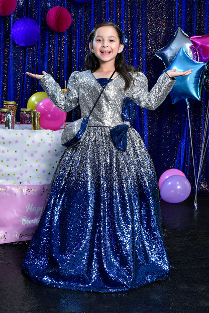 Two Tone Sequins Long Gown Western Maxi | BIRTHDAY BASH | WM3152