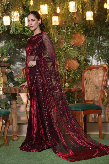 Two Tone Metallic Shimmer Net Luxury Saree | ZEENAT | SR202202