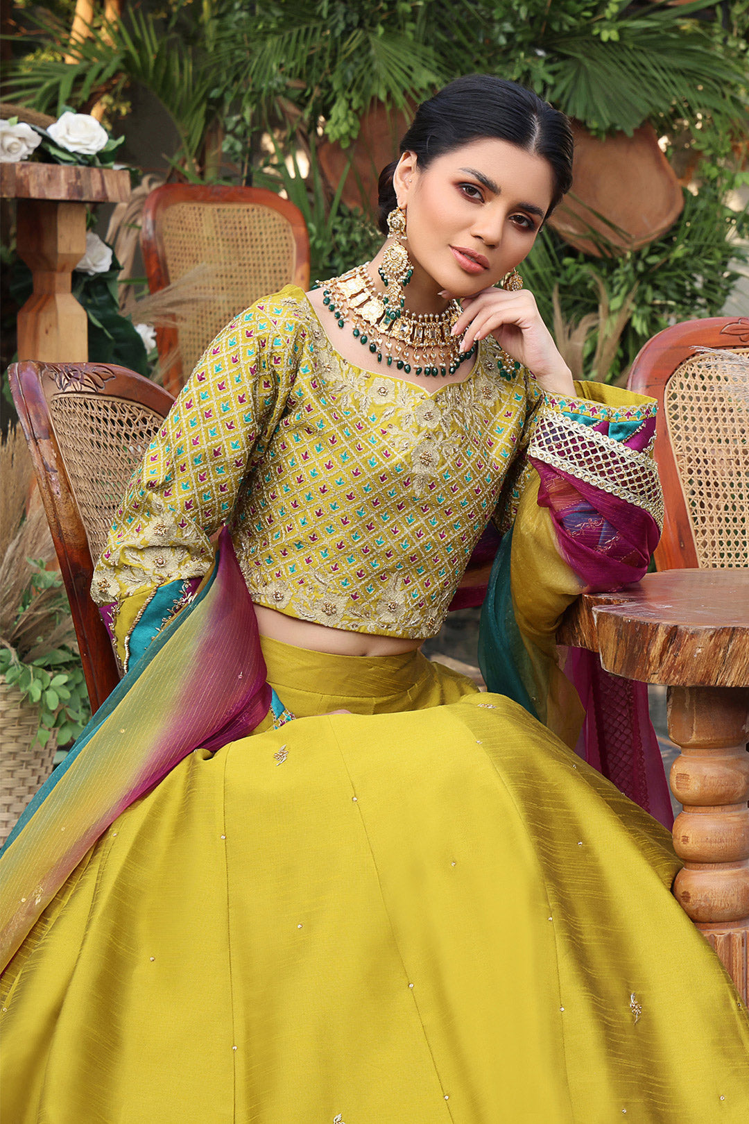 Zari Handwork Embroidered Raw Silk Lehenga Choli | ZEENAT | L202224