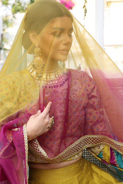 Zari Handwork Embroidered Raw Silk Lehenga Choli | ZEENAT | L202224