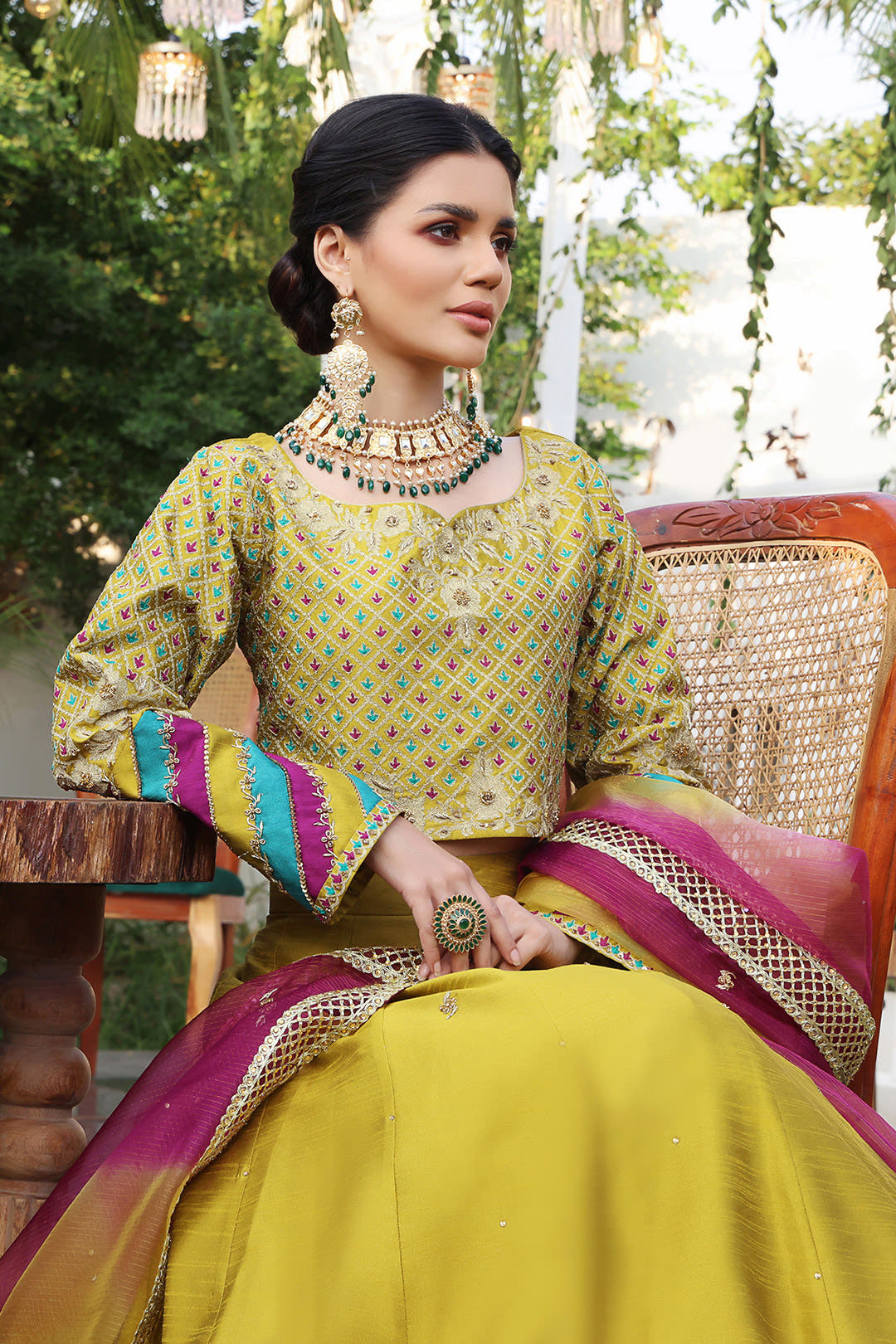 SANA'S red embroidered raw silk lehenga Pakistan occasion wear