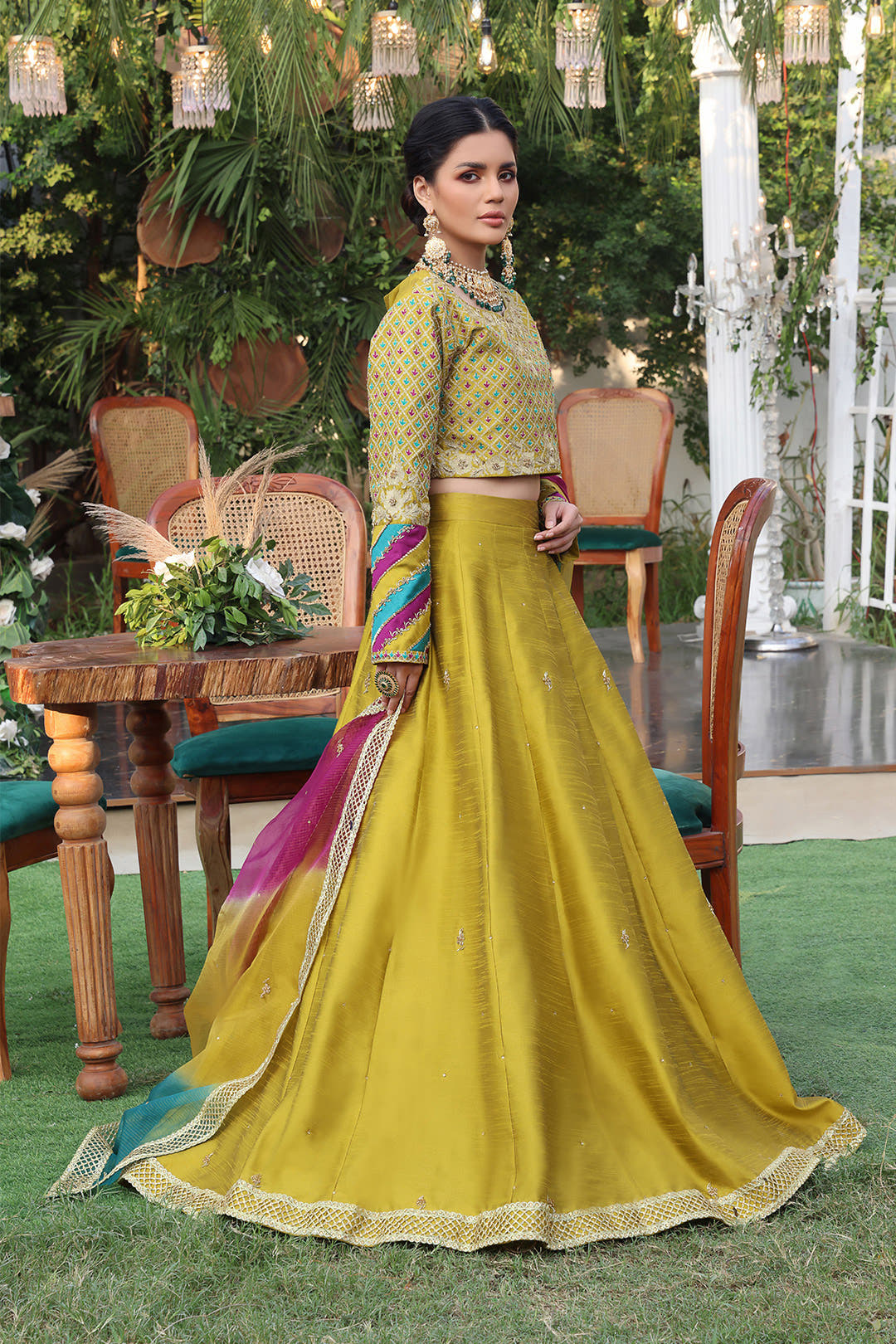 SANA'S red embroidered raw silk lehenga Pakistan occasion wear