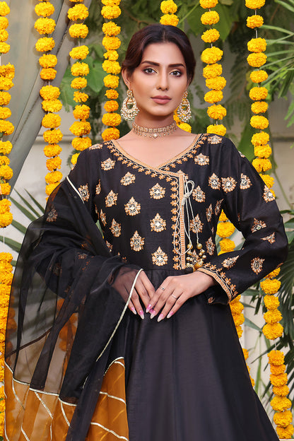 Zari Mirror Embroidered Angharka Style Long Maxi | ZEENAT | M202226